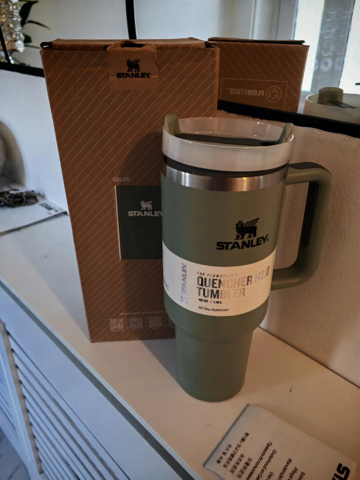 Autumn Large Capacity Water Cup 40oz (1.18L) – Double Wall Vacuum Insulated Tumbler with Handle & Straw