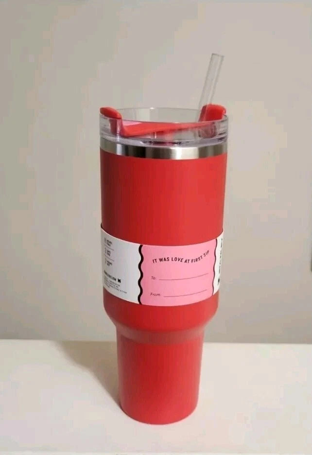 Stanley Target Red Valentine’s Day Exclusive Tumbler 2024 40oz (1.18L) – H2.0 FlowState Quencher with Handle & Straw