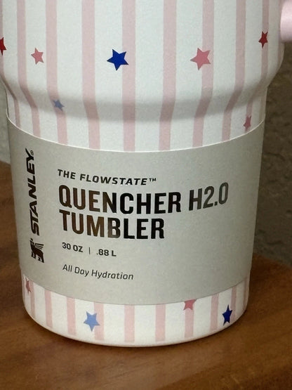 NIB Stanley Quencher H2.0 FlowState Tumbler 30oz (887ml) – Starry Sparkle Target Exclusive Stars Edition with Handle & Straw