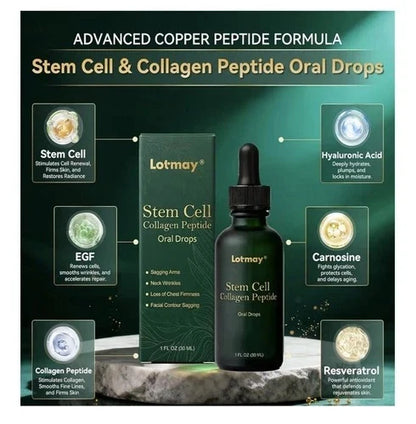Lotmay Stem Cell Collagen Peptide Oral Drops for Sagging Skin & Neck Wrinkles 30ml (1.01 fl oz)